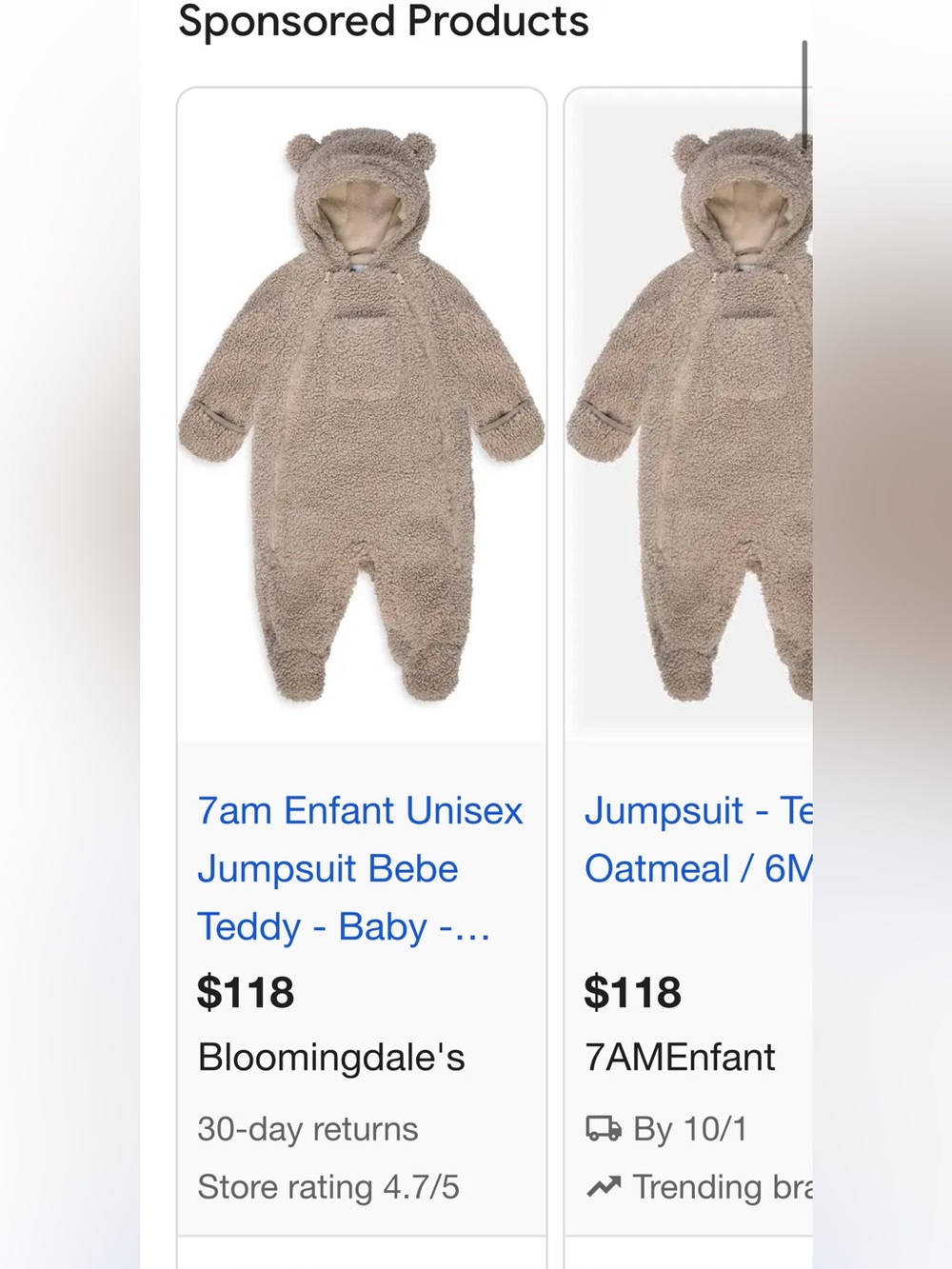 7am Unisex teddy bear jumpsuit 12-24M